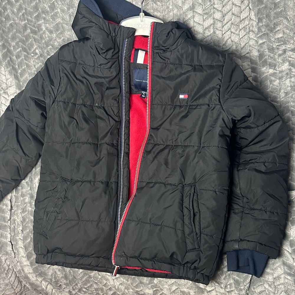 Tommy Hilfiger Kids Black and Red Puffer Jacket